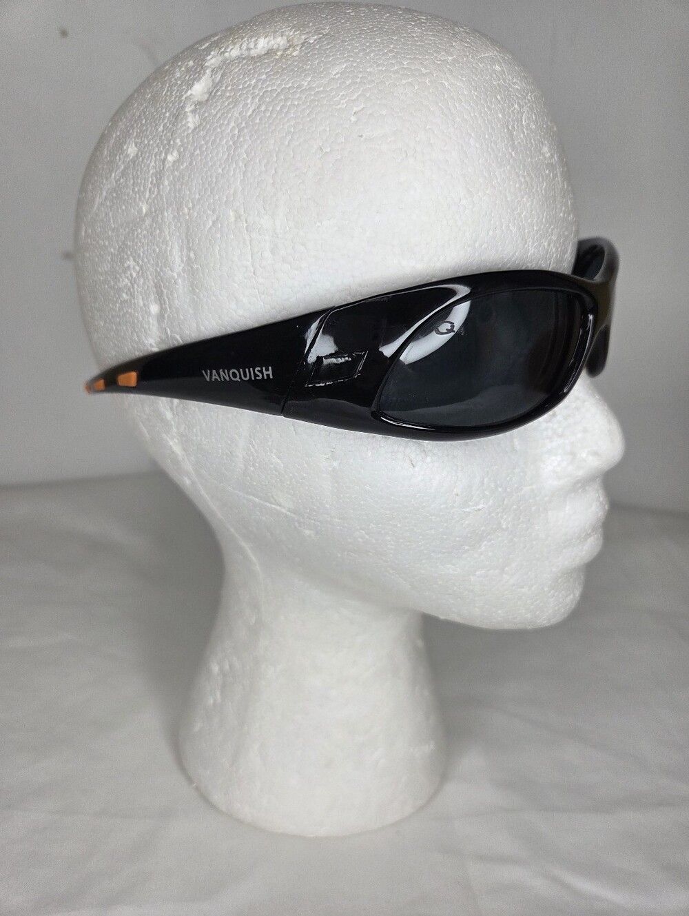 Vanquish Mens Polarized Wraparound Sunglasses In Black And Orange Accent